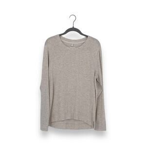 Lou & Grey Heathered Oatmeal Beige Cream Crew Neck Lightweight Pull Over